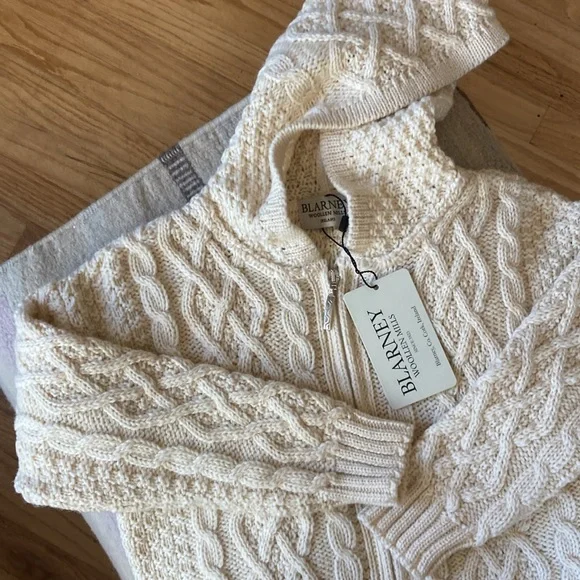 Blarney Aran Zip Hoody Wool Sweater - Picture 4 of 4